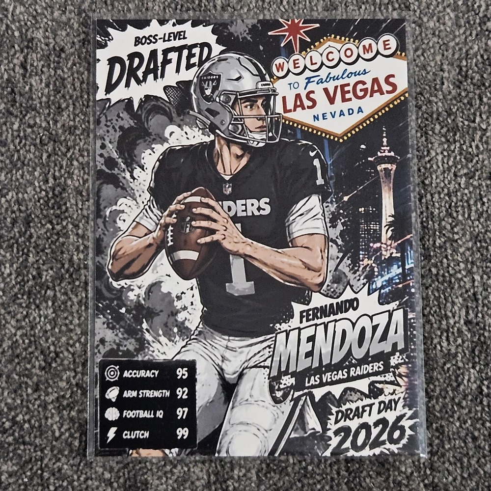Fernando Mendoza CUSTOM Fan-Art Made Football Card Las Vegas Raiders‎